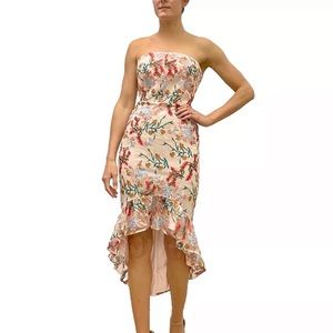 Sam Edelman Embroidered Strapless High Low Dress